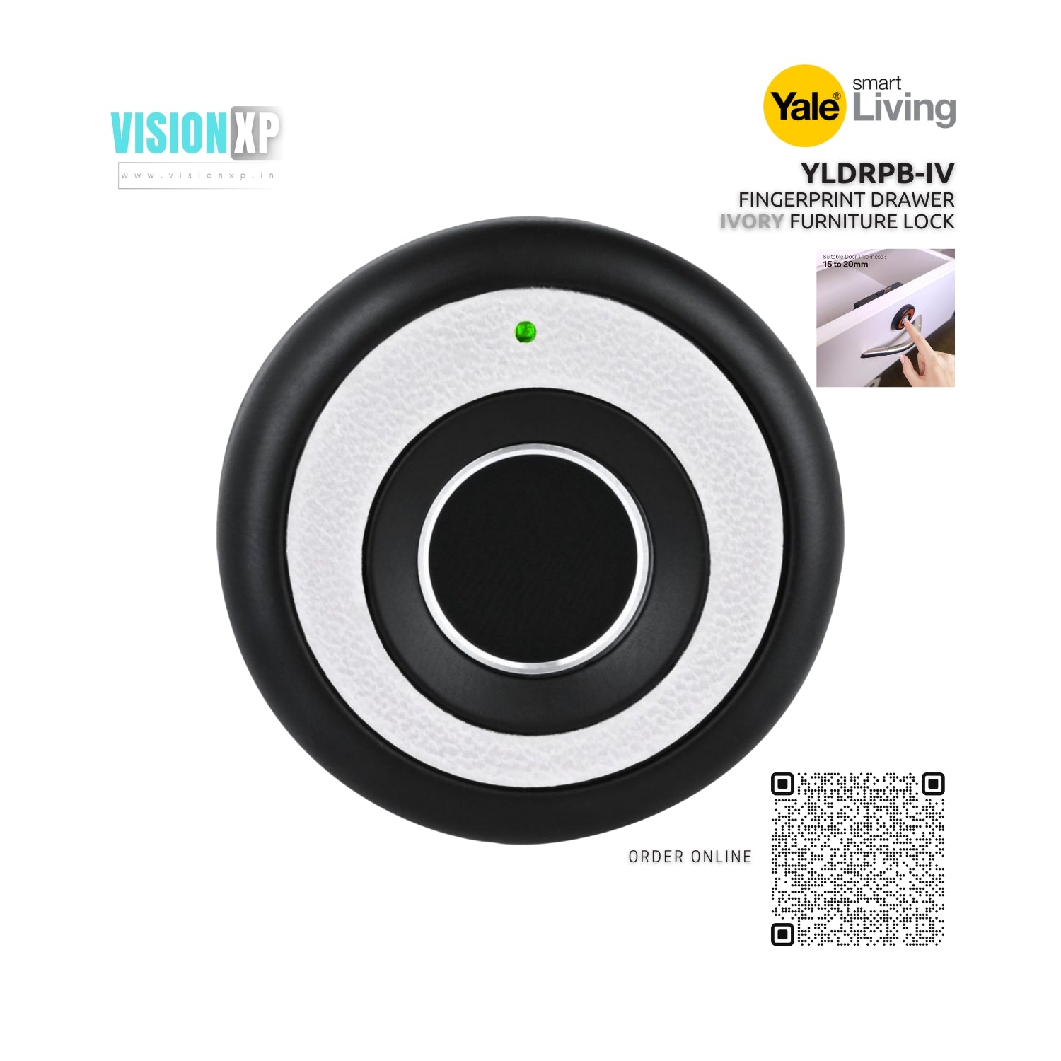 Yale YLDRPB-IV Biometric Fingerprint Smart Premium Ivory Colour Drawer Furniture Lock Yale YLDRPB-IV Biometric Fingerprint Smart Premium Ivory Colour Drawer Furniture Lock